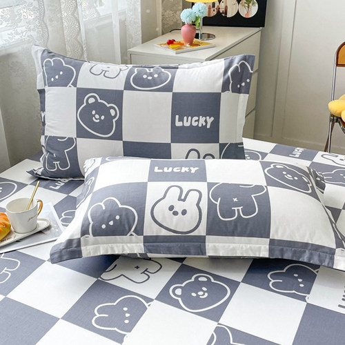 北欧风纯棉枕套一对装