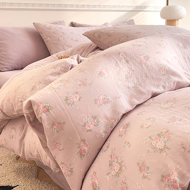 小清新全棉双层纱被套四件套宿舍