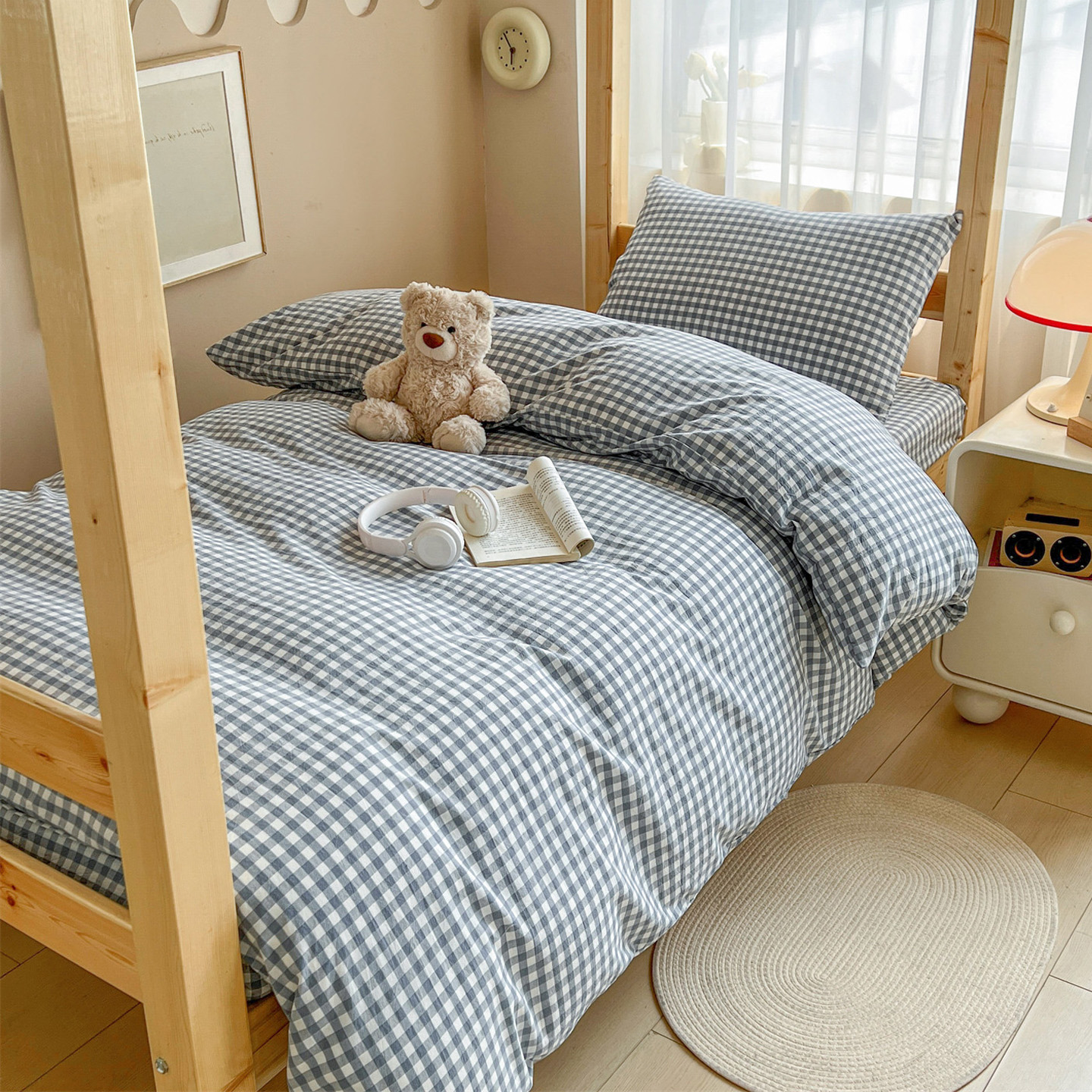 大学生宿舍纯棉被套单件100全棉床上三件套单人学生0.9米床单床笠