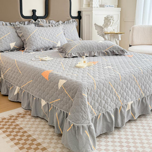 通用花边防滑加厚床单榻榻米炕盖三件套 公主风夹棉床盖单件四季