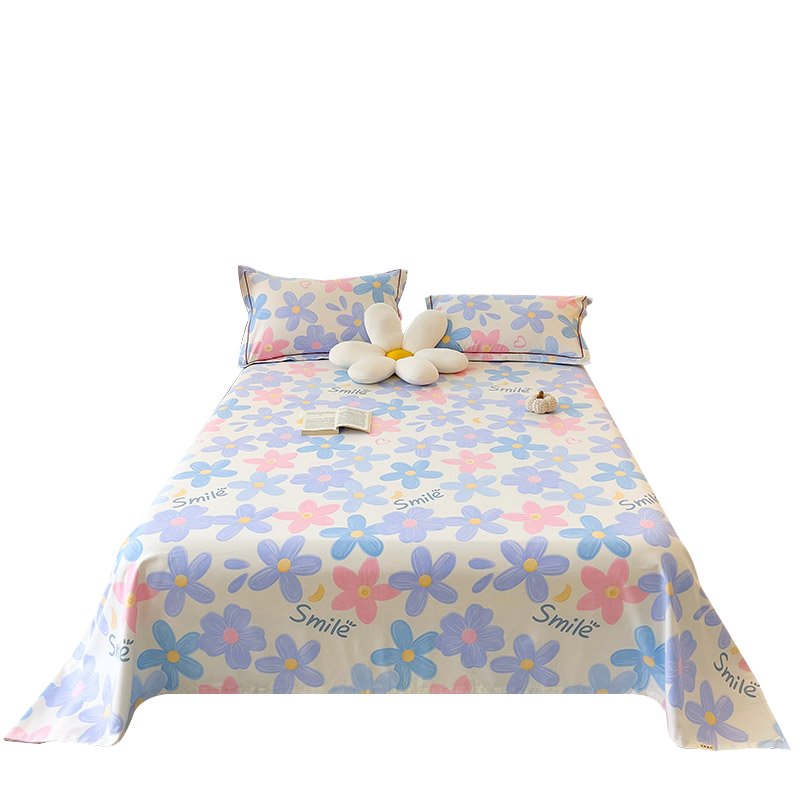 加厚磨毛纯棉床单单件保暖全棉花卉冬季单人宿舍被单枕套2三件套