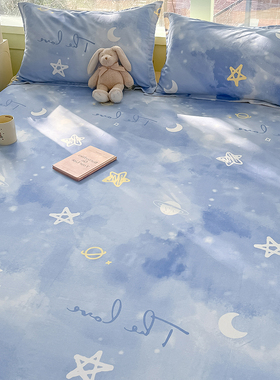 小清新全棉床单单件100纯棉简约星空1.5m1.8米床双人家用棉布被单