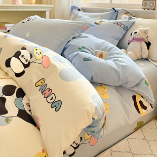 可爱卡通纯棉被套单件150x200x230学生单人被罩100全棉床上四件套