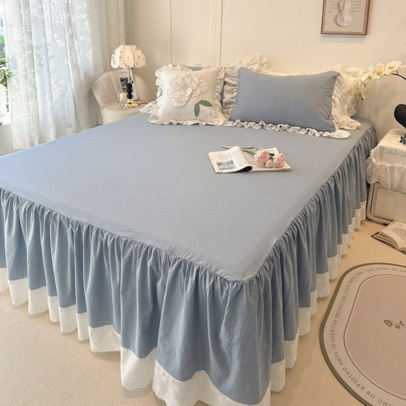 韩式小清新花边全棉水洗棉床裙单件纯棉床罩裙遮丑下摆荷叶边被套,床上用品,床裙,淘宝优惠券,粉丝福利购,淘宝优惠卷