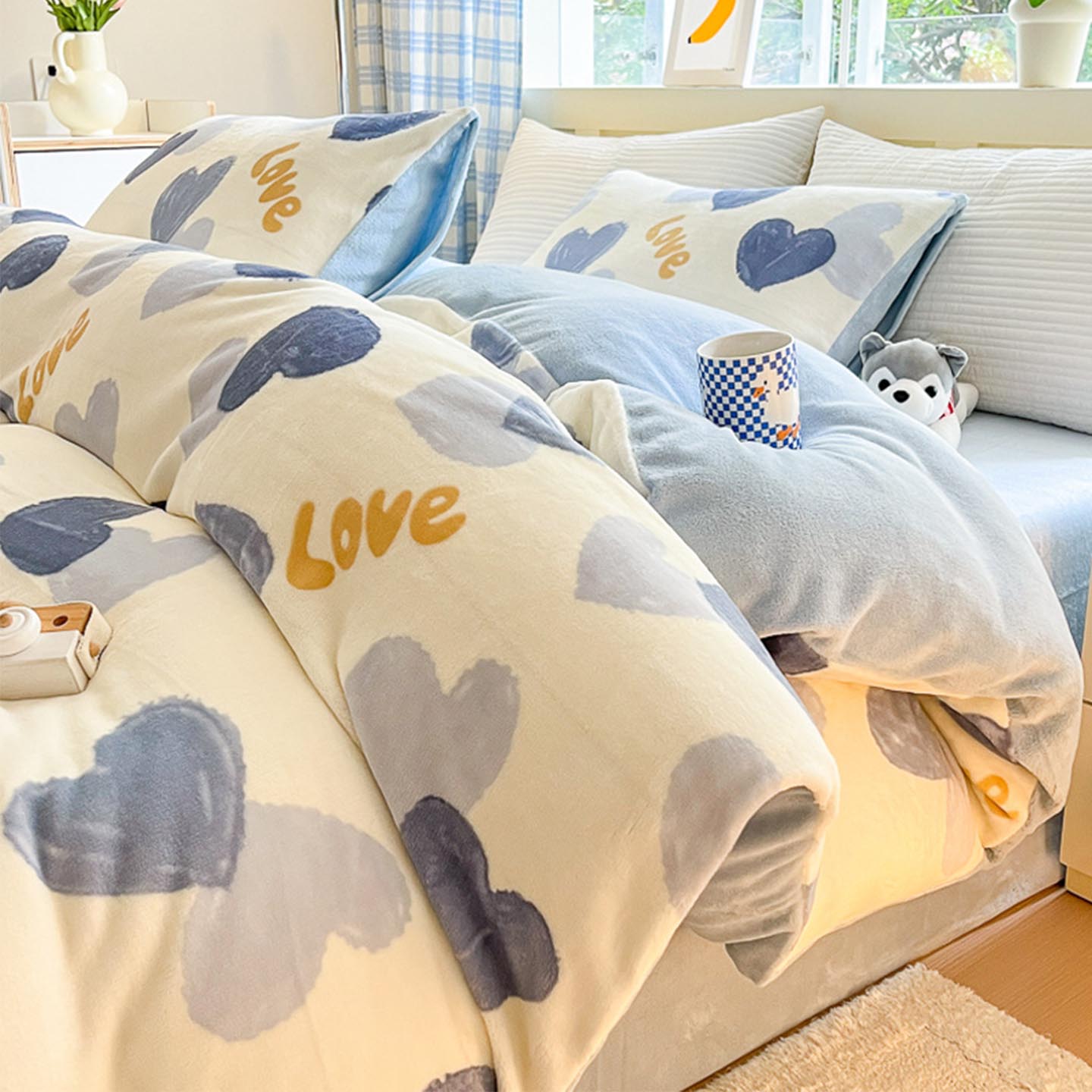 秋冬牛奶绒床上四件套被单儿童
