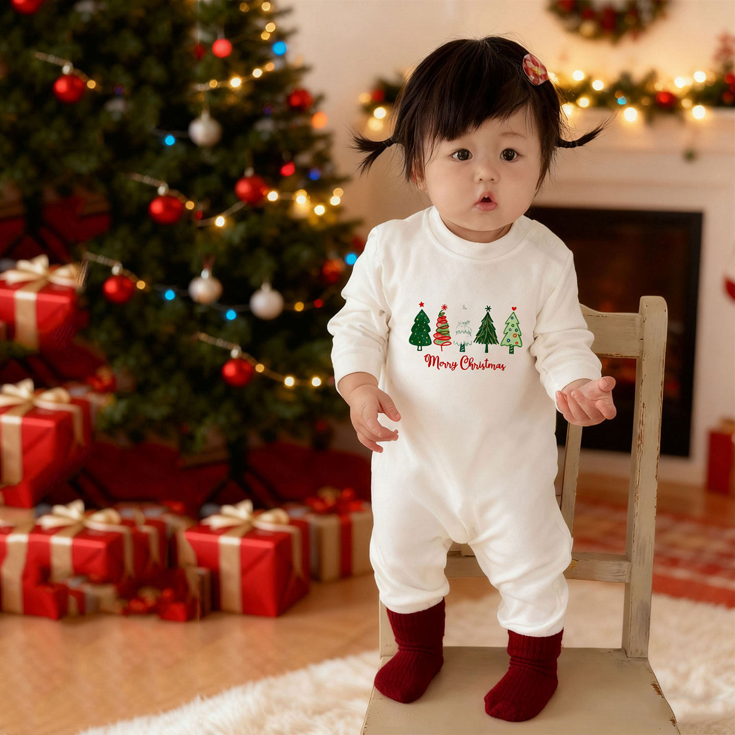 婴儿衣服秋冬圣诞可爱超萌连体衣