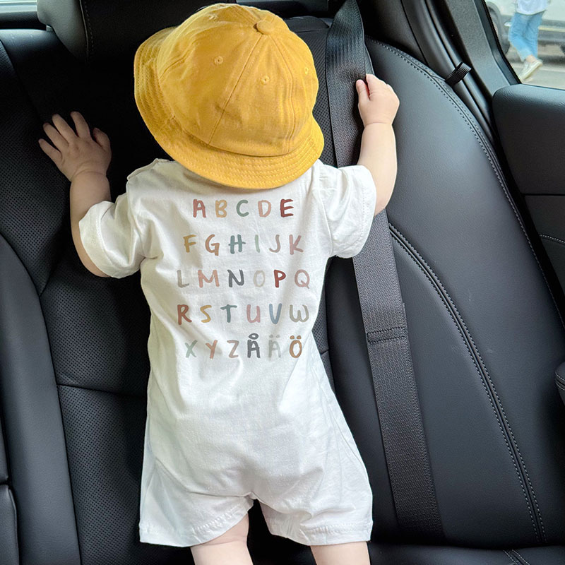 婴儿夏天衣服薄款纯棉a类透气宽松婴幼儿短袖哈衣爬服宝宝连体衣