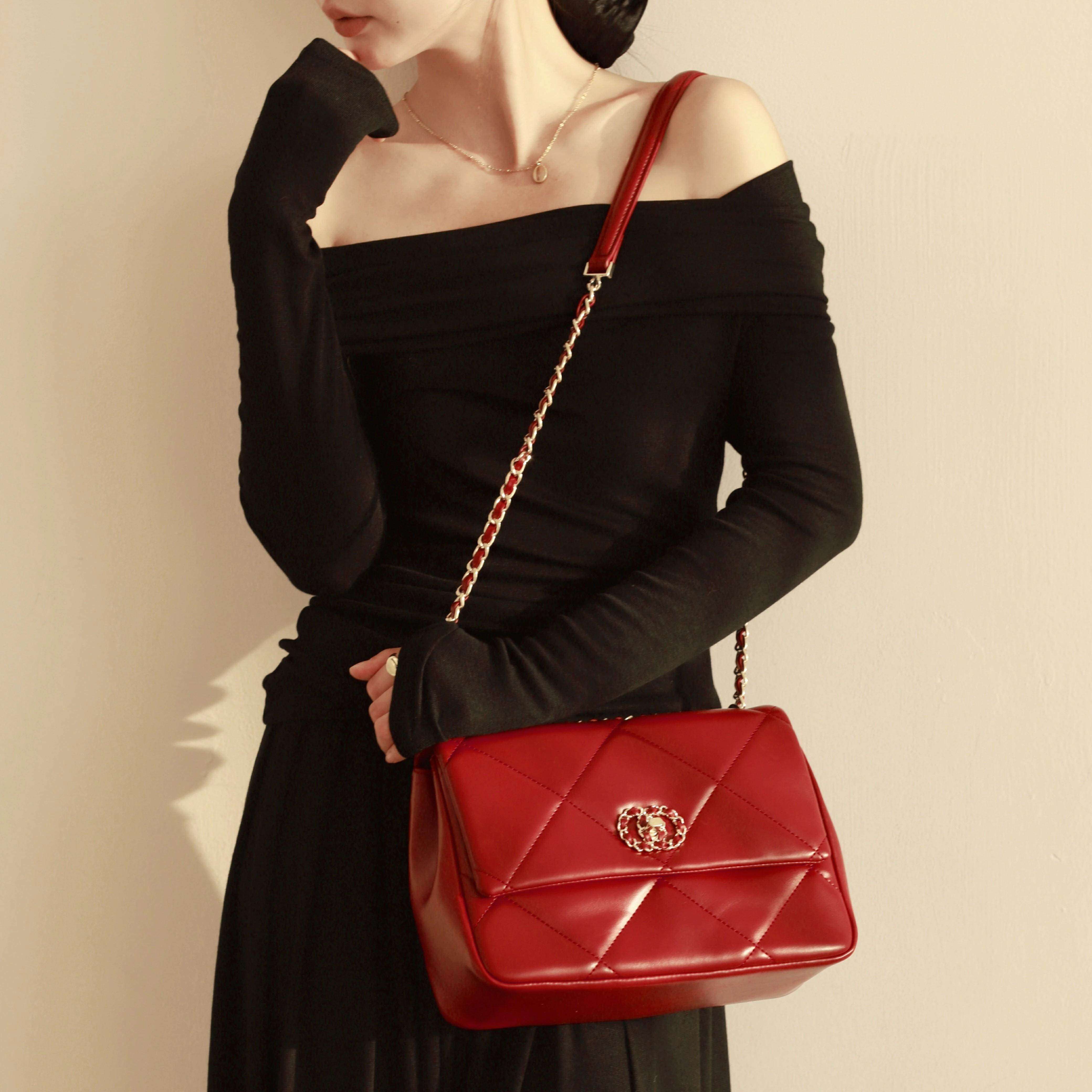 红色包包新娘婚2026新款高级感菱格链条小方包大容量单肩斜挎女包