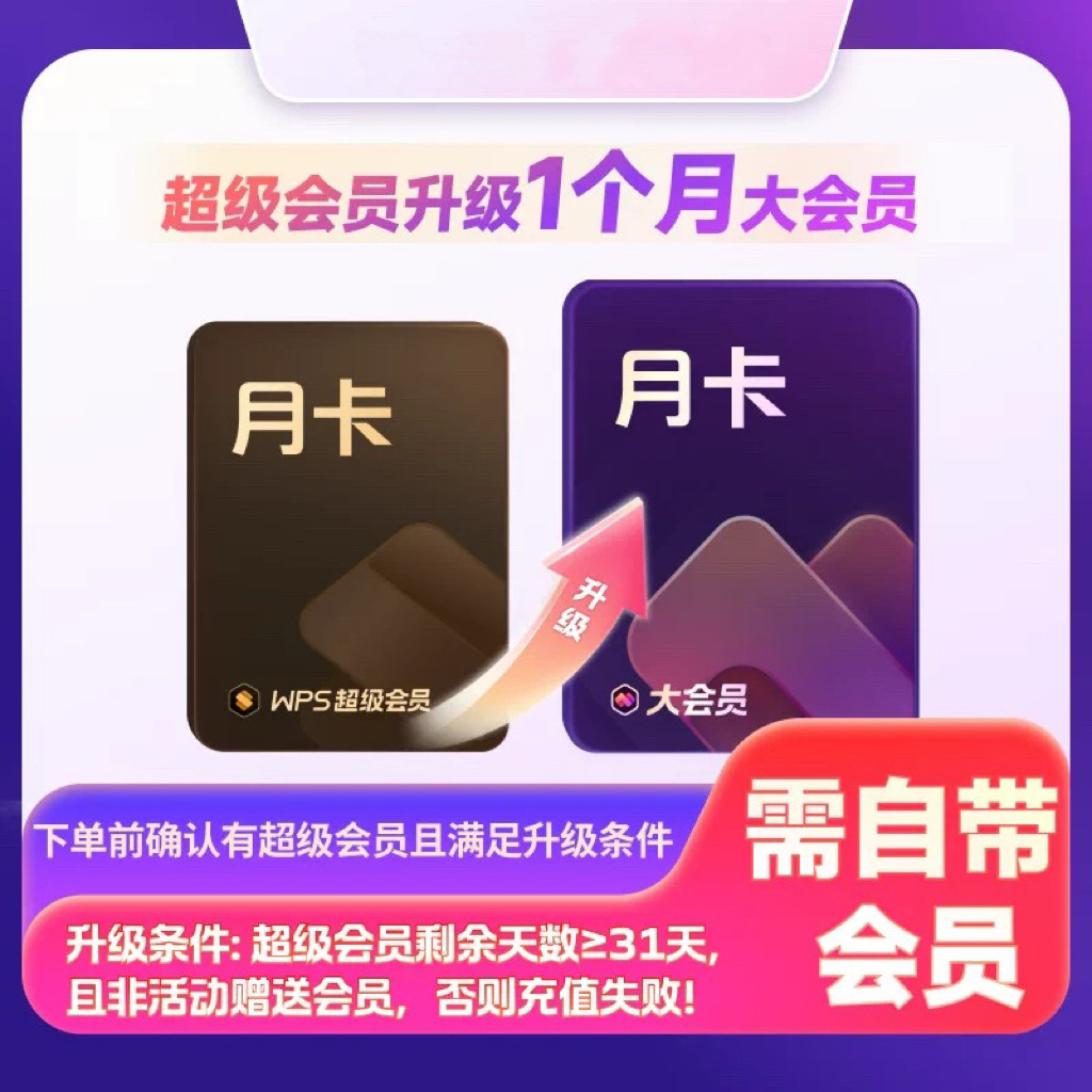 【会员升级】 【需自带超级会员才能升级】WPS超级会员升级大会员图片