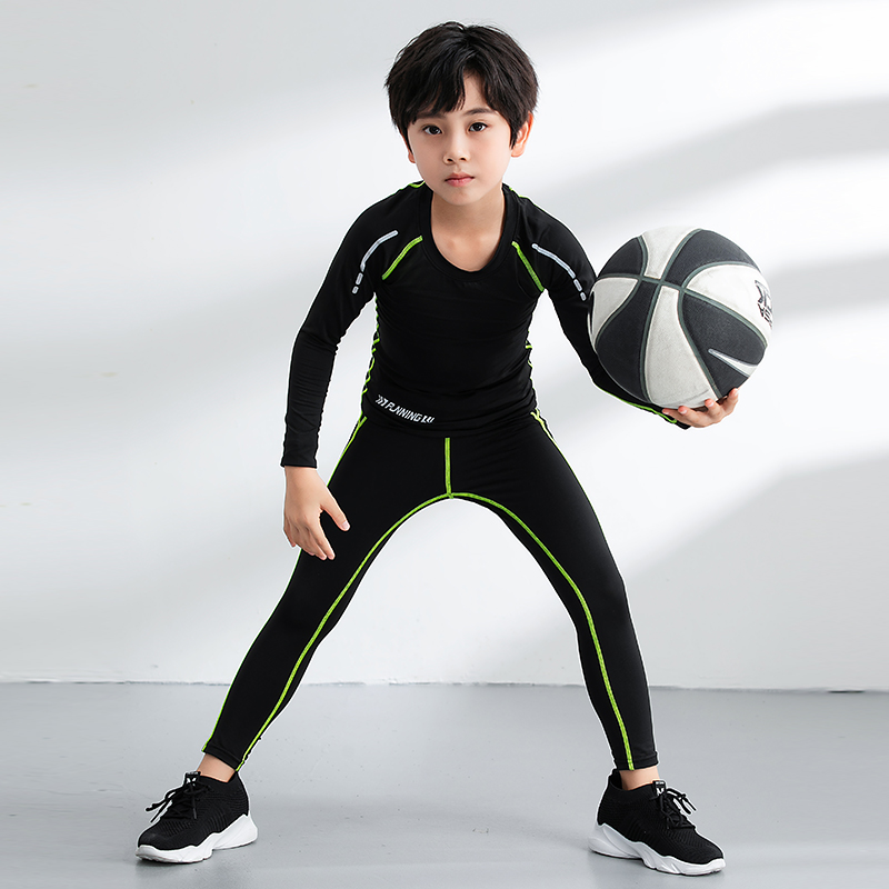 篮球冬季训练服打底服儿童健身服学生秋衣秋裤秋冬打底紧身服套装