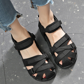 学生运动女凉鞋 宽脚罗马平底沙滩鞋 包头韩版 潮流外穿防滑孕妇大码