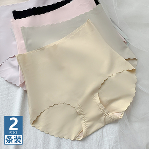 小蛮腰0感无痕一片式中高腰轻收腹冰丝内裤女清新纯色简约三角裤