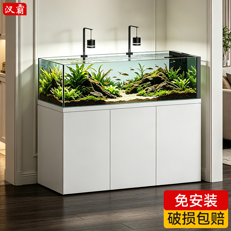 汉霸原生极窄溪流缸底滤一体2026年新款家用生态客厅小型落地超白