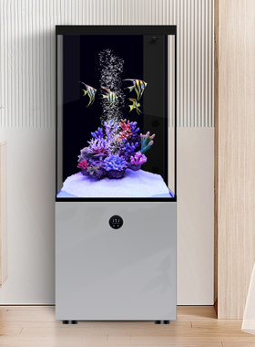 汉霸2025新款鱼缸客厅立式家用底滤小型超白玻璃水族箱智能落地