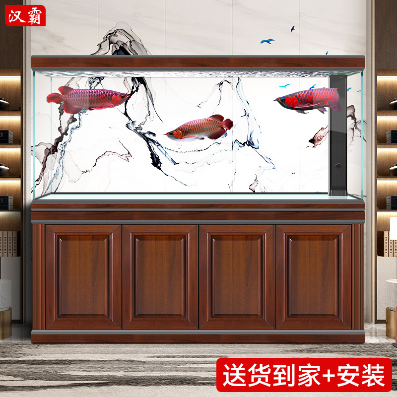 汉霸实木超白玻璃专业龙鱼缸 客厅大型水族箱底过滤金鱼缸生态缸