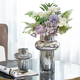 饰品 现代轻奢风银色花瓶玻璃客厅插花花艺仿真干花电视柜餐桌面装