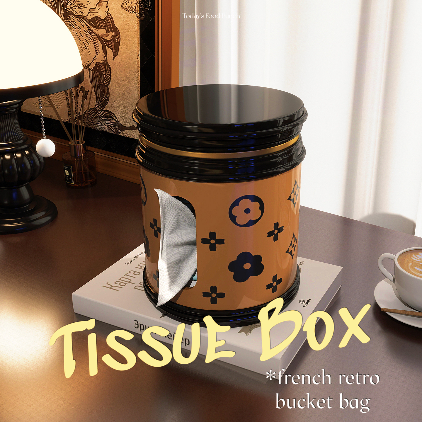 水桶包纸巾盒高级感客厅陶瓷创意中古风新收纳卫生纸盒圆筒覆古花