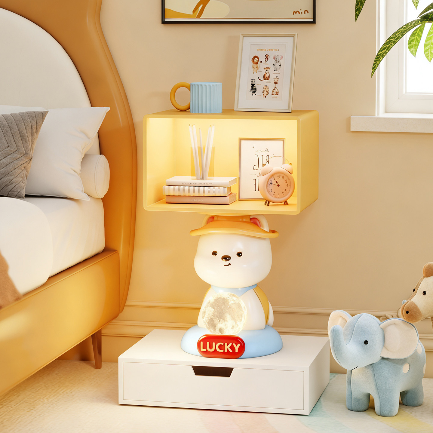 西高地小狗床头柜替代神器可爱卡通卧室小边几儿童房床边柜置物架
