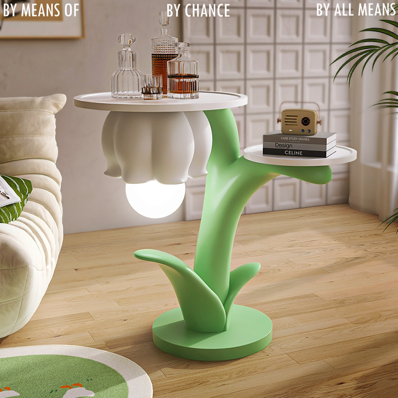 蓝铃花落地摆件创意托盘带灯大型客厅角落电视柜沙发旁家居装饰品