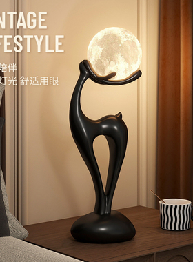 创意福鹿台灯卧室床头灯法式中古风艺术夜灯复古氛围灯轻奢高级感
