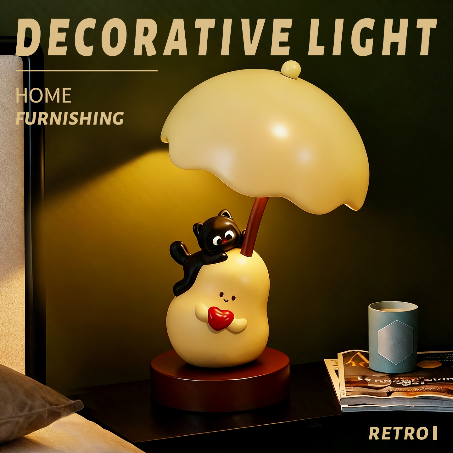 卡通台灯Good猫梨装饰床头夜灯