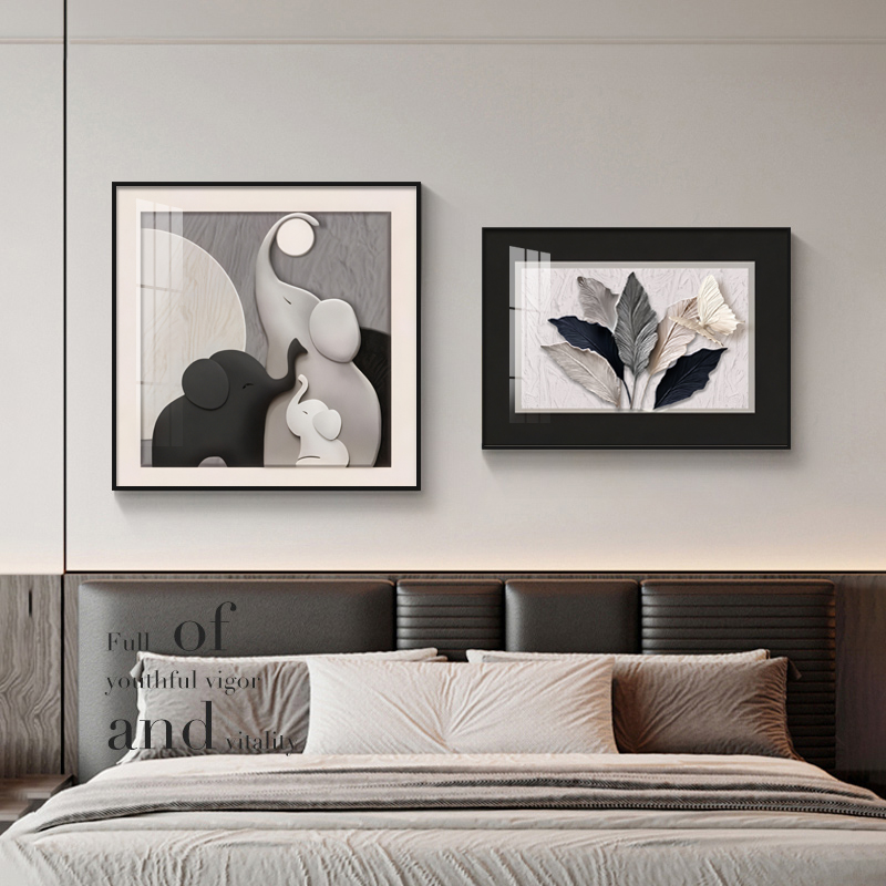 现代简约卧室床头装饰画轻奢大气
