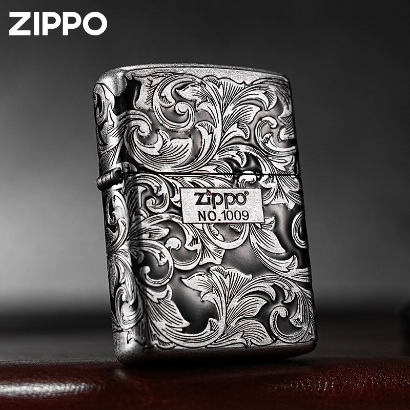 zippo芝宝打火机 盔甲填漆古银唐草 官方正品防风zppo煤油 限量款