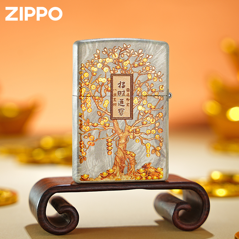 zippo打火机 金枝满盈摇钱树 正品zipoo防风煤油礼物生日送男友