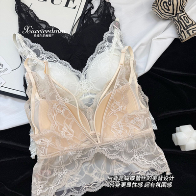 蕾丝蝴蝶美背吊带背心女无痕抹胸
