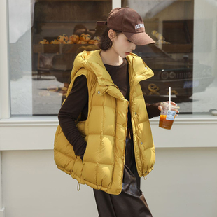 韩版冬季新款连帽宽松短款羽绒马甲女白鸭绒坎肩外套外穿内搭马夹