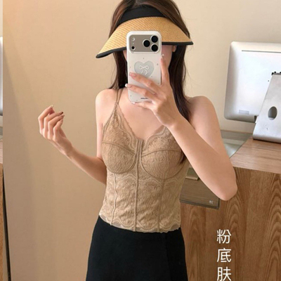鱼骨线双肩交叉美背吊带蕾丝内搭