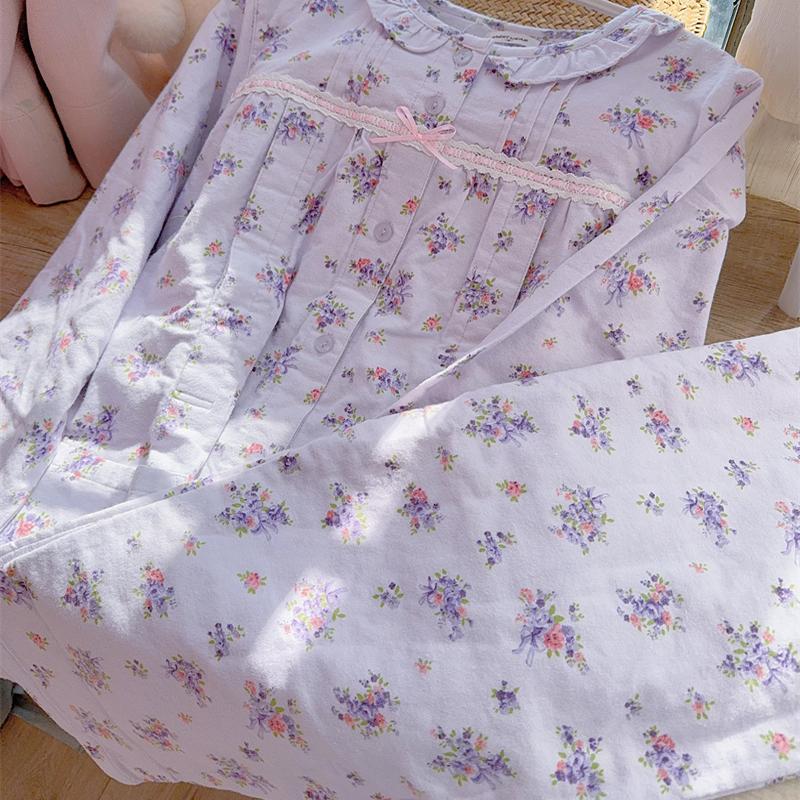 Z断码清仓 只余M 纯棉磨毛绒布孕产妇哺乳睡衣月子服