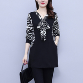 t恤女装 遮臀上衣宽松大码 春秋季 中长款 长袖 2026新款 遮肚子打底衫