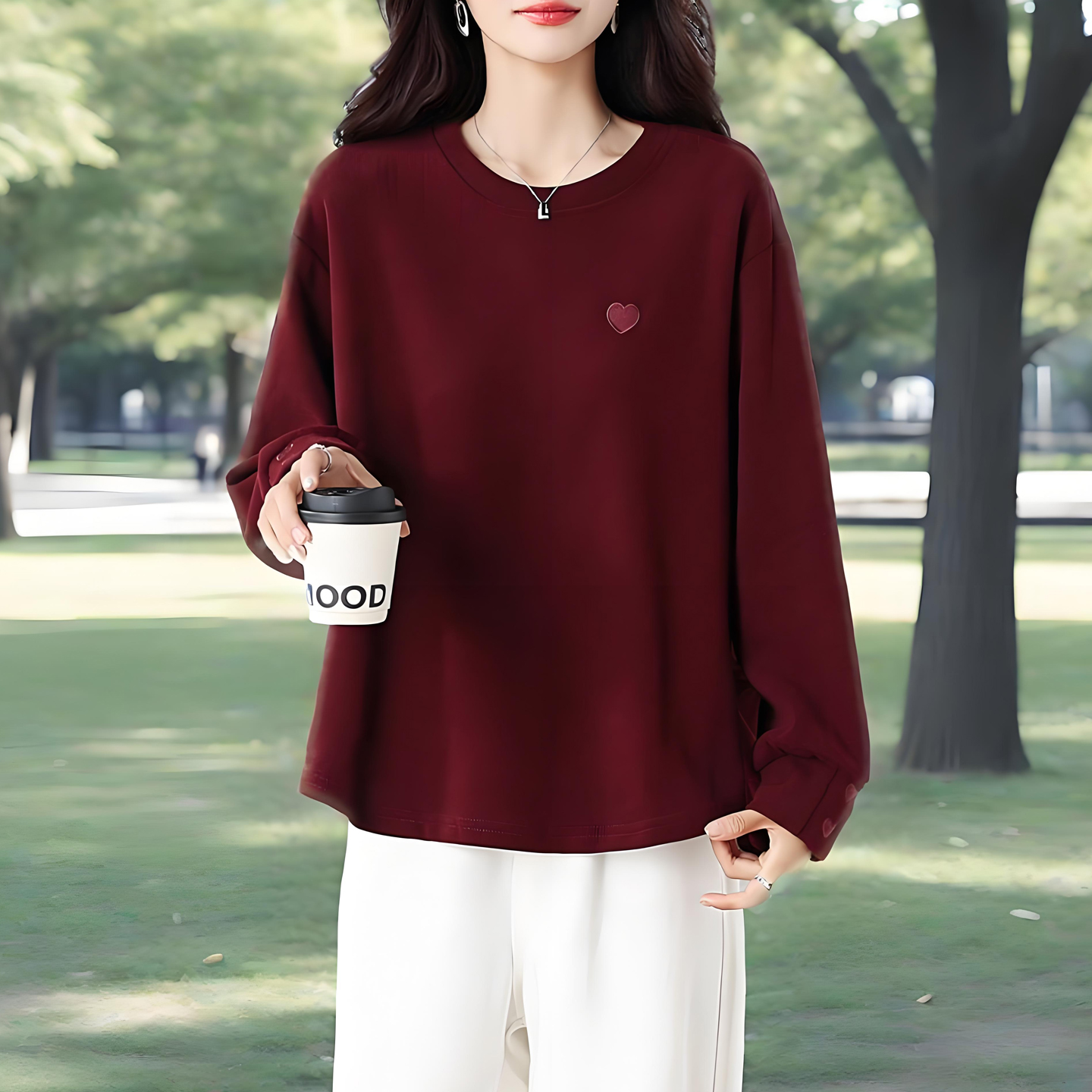 春秋款长袖上衣t恤型卫衣女大码