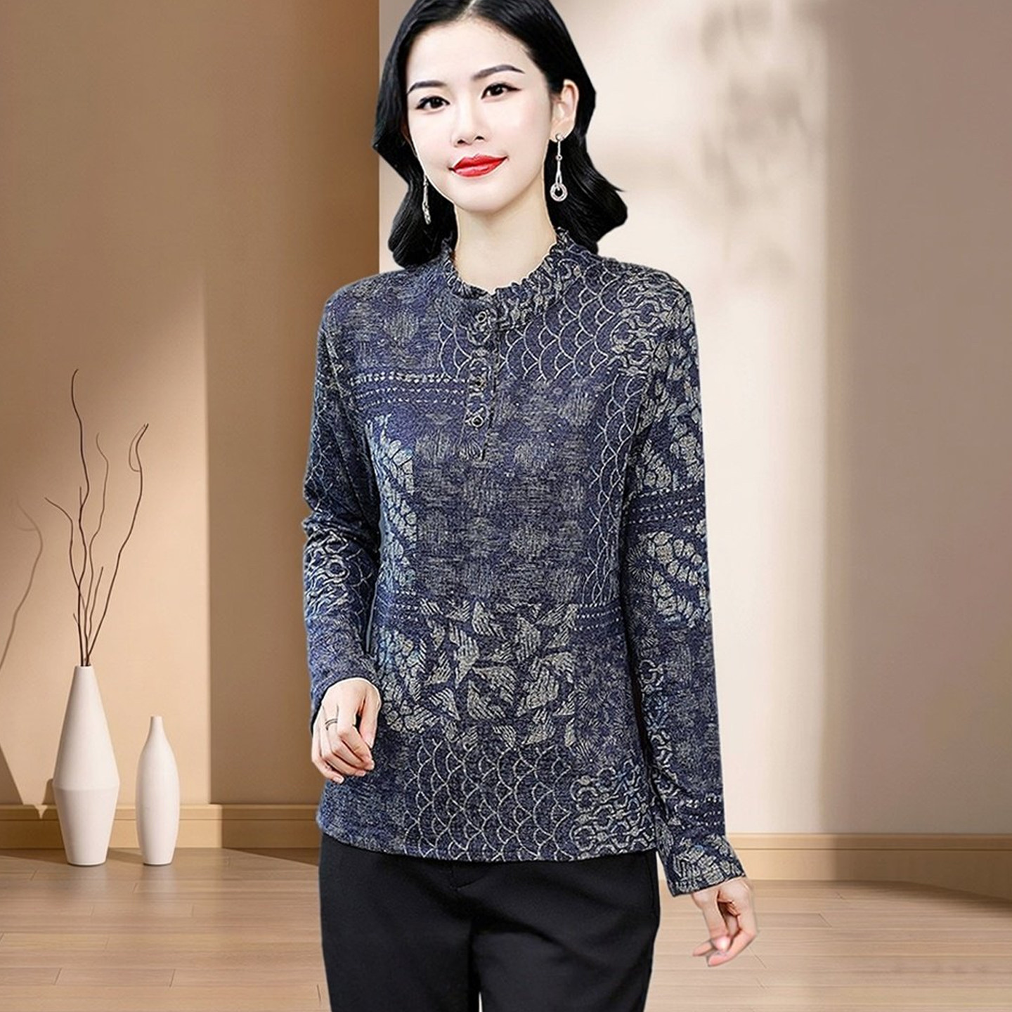 妈妈打底衫女可外穿新款柔软舒适图片