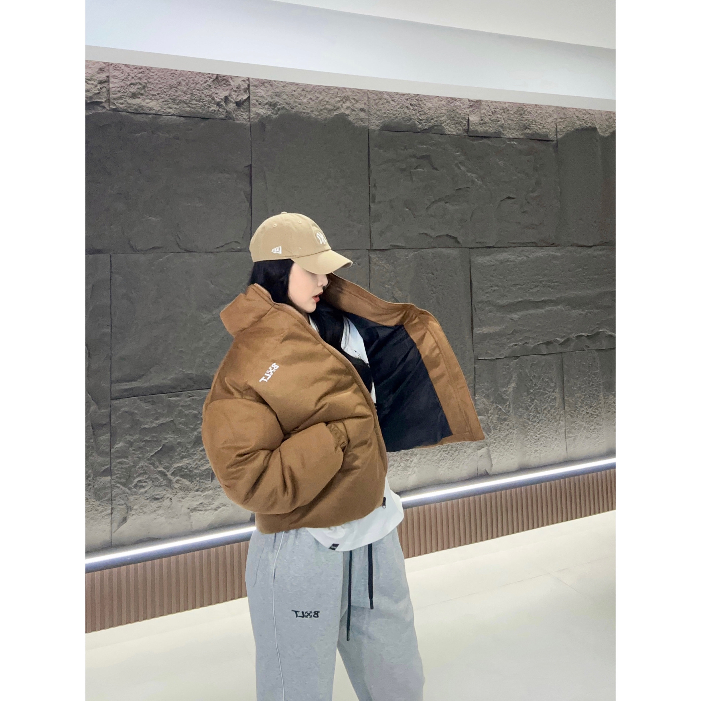 BXLT冬季加厚外套麂皮绒反光logo棉衣保暖宽松百搭休闲棉服情侣