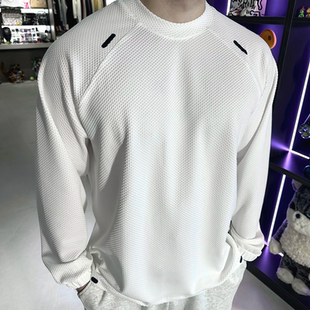 BXLT｜插肩袖打底衫泡泡肌理感无缝针织长袖高弹运动宽松基础打底