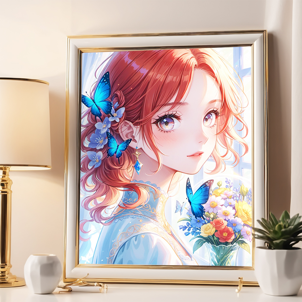 花季少女新款十字绣手工线绣自己绣卧室钻石画小幅蝴蝶女孩粘钻绣