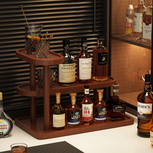 实木酒架置物架小型桌面酒吧台酒柜摆酒架酒瓶收纳酒杯放置陈列架