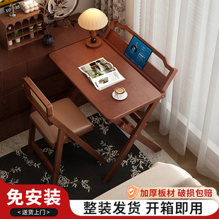家用床边桌可折叠桌子小户型简易实木书桌学生学习写字办公工作台