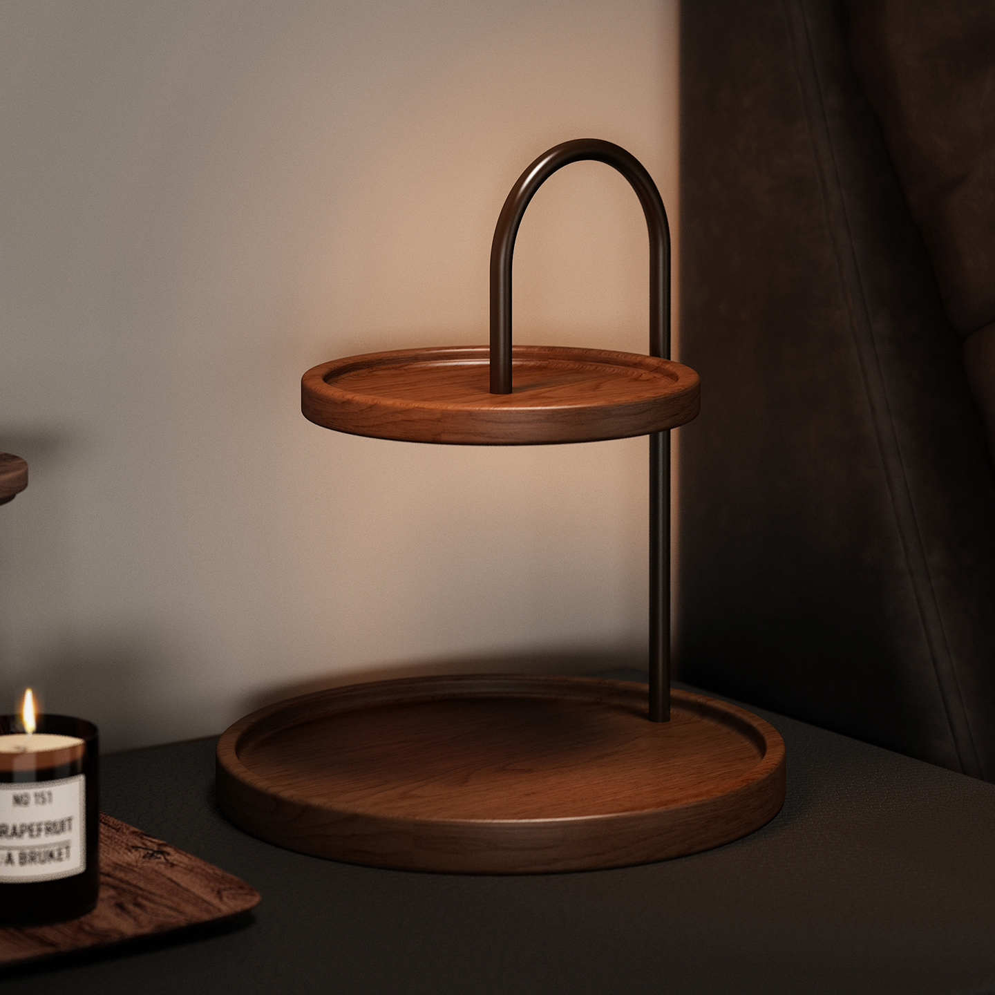 高级感实木桌面收纳托盘置物架