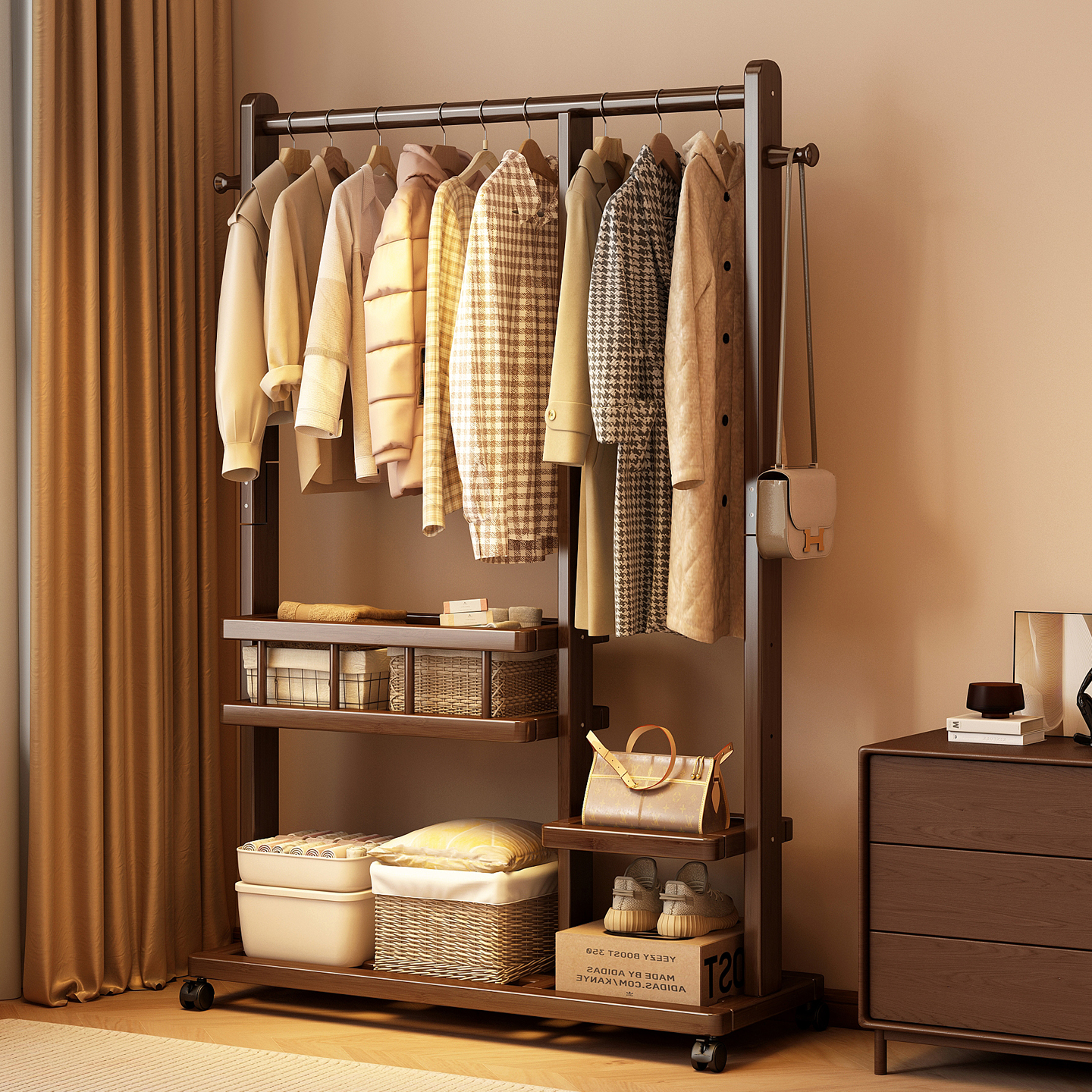 大承重衣帽架大容量加固耐用