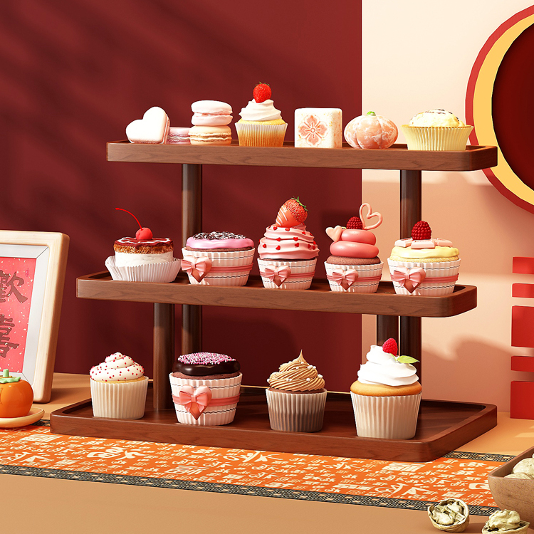 甜品台展示架实木博古架