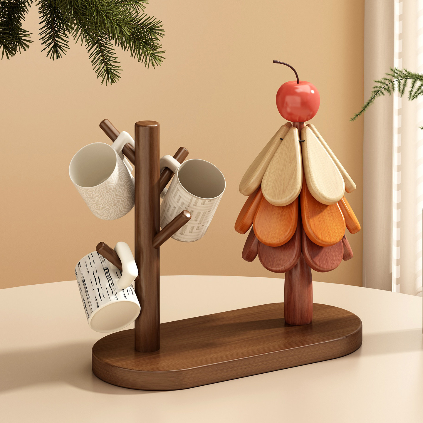 新型杯架杯子收纳置物架实木圣诞树餐垫砂垫锅垫防烫耐高温隔热垫,家庭/个人清洁工具,杯架,淘宝优惠券,粉丝福利购,淘宝优惠卷