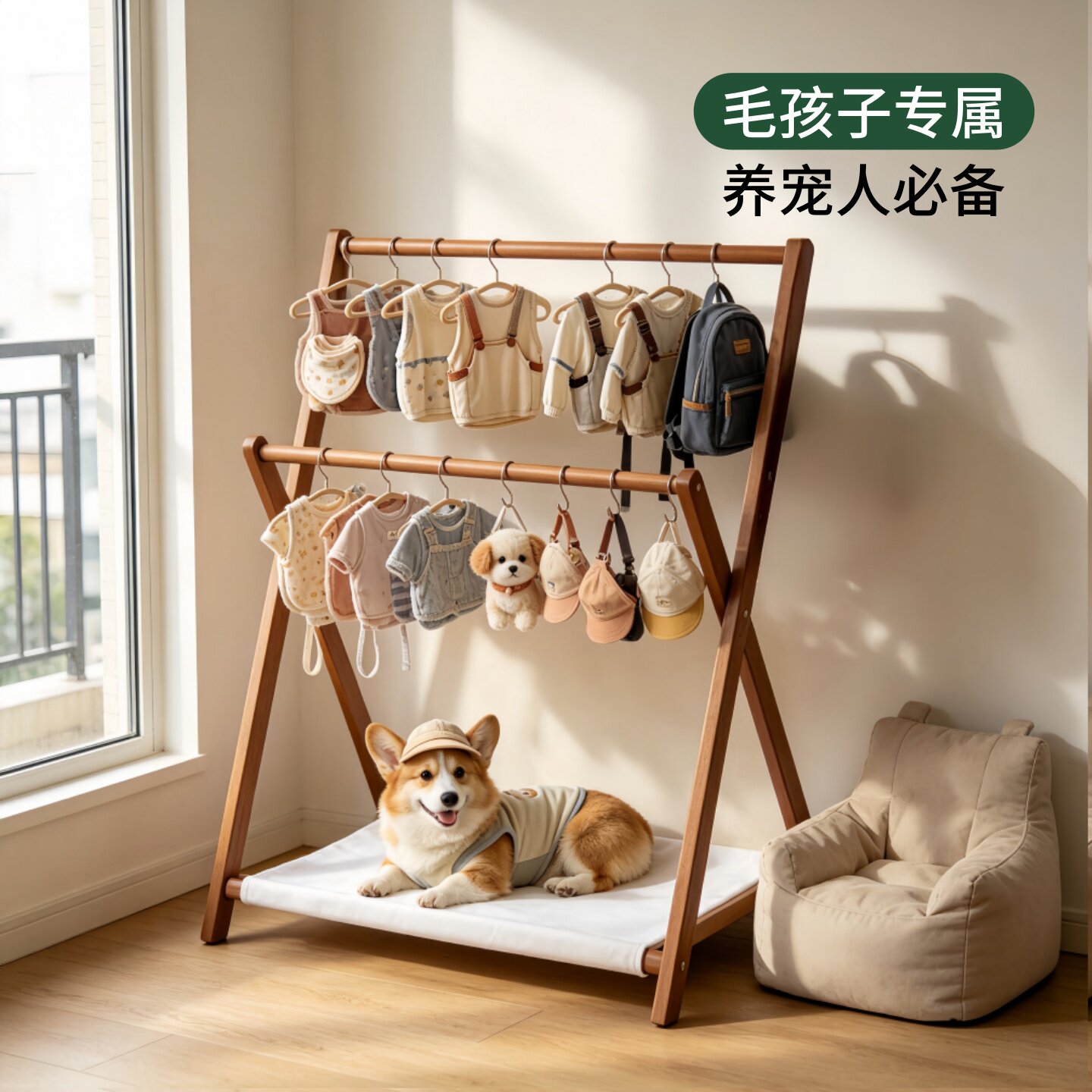 宠物衣架猫咪小狗口水巾衣服置物图片
