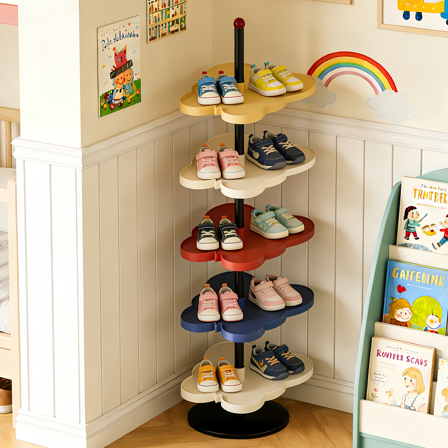 鞋架小窄门口多巴胺儿童小型鞋子收纳架室内好看多层简易铁艺鞋柜