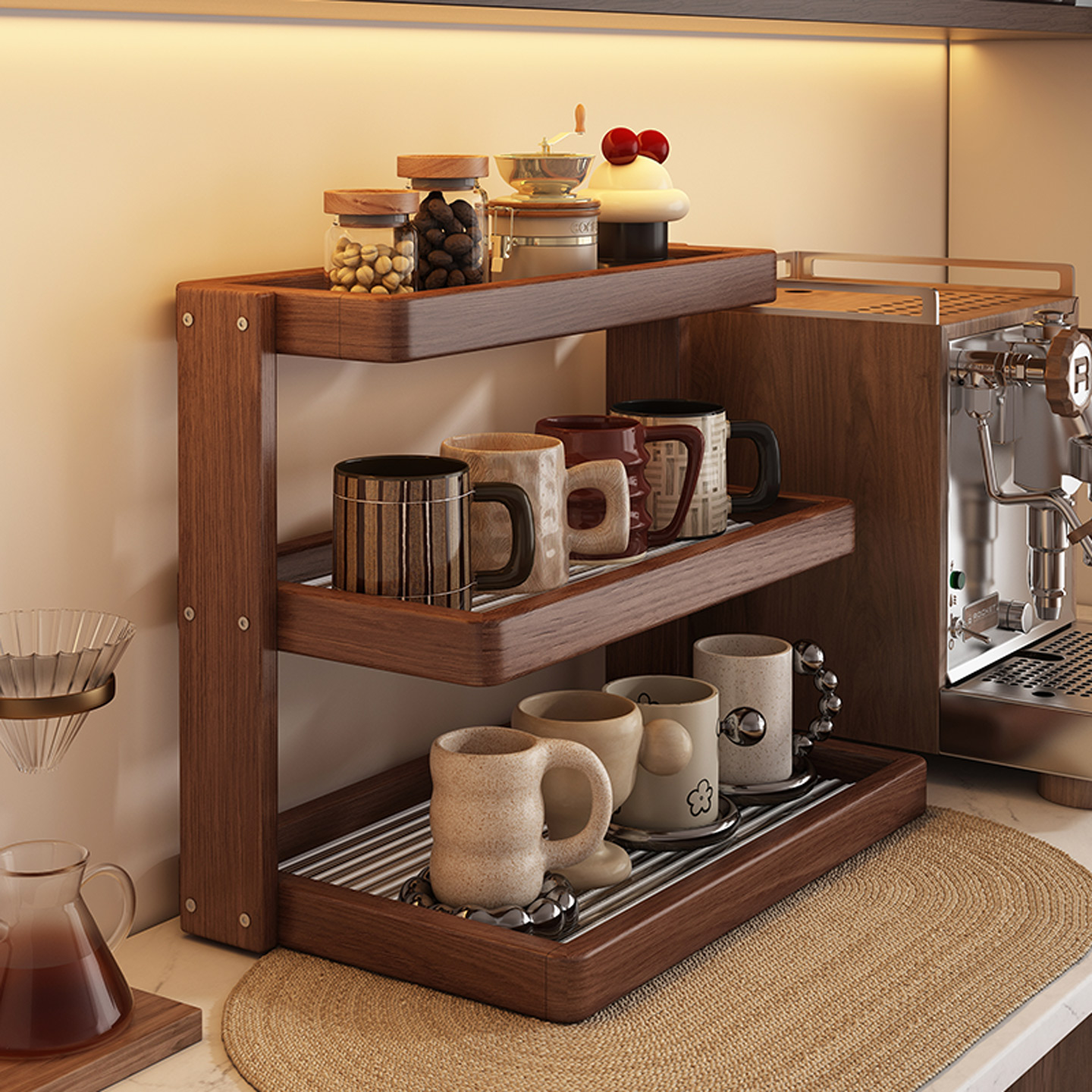 中古风咖啡吧台置物架