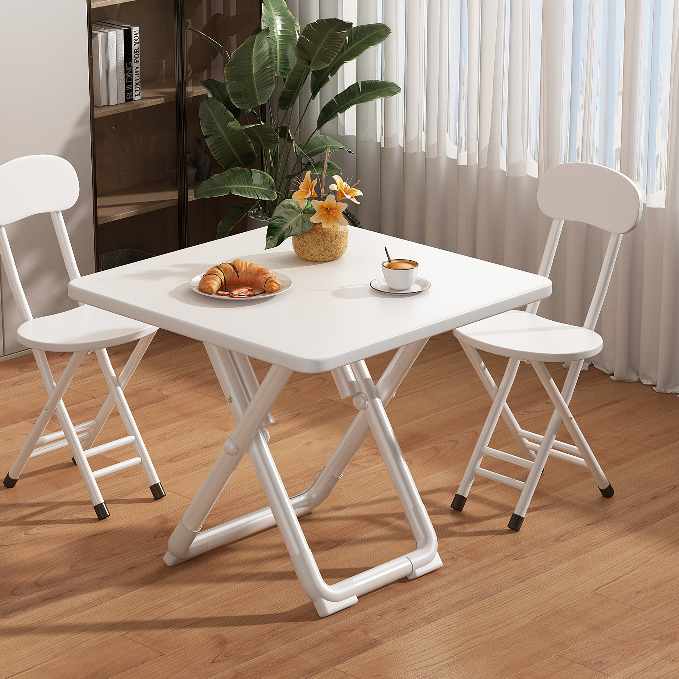 折叠桌子简易出租屋小户型2人餐桌家庭多功能80x80方型饭桌商用