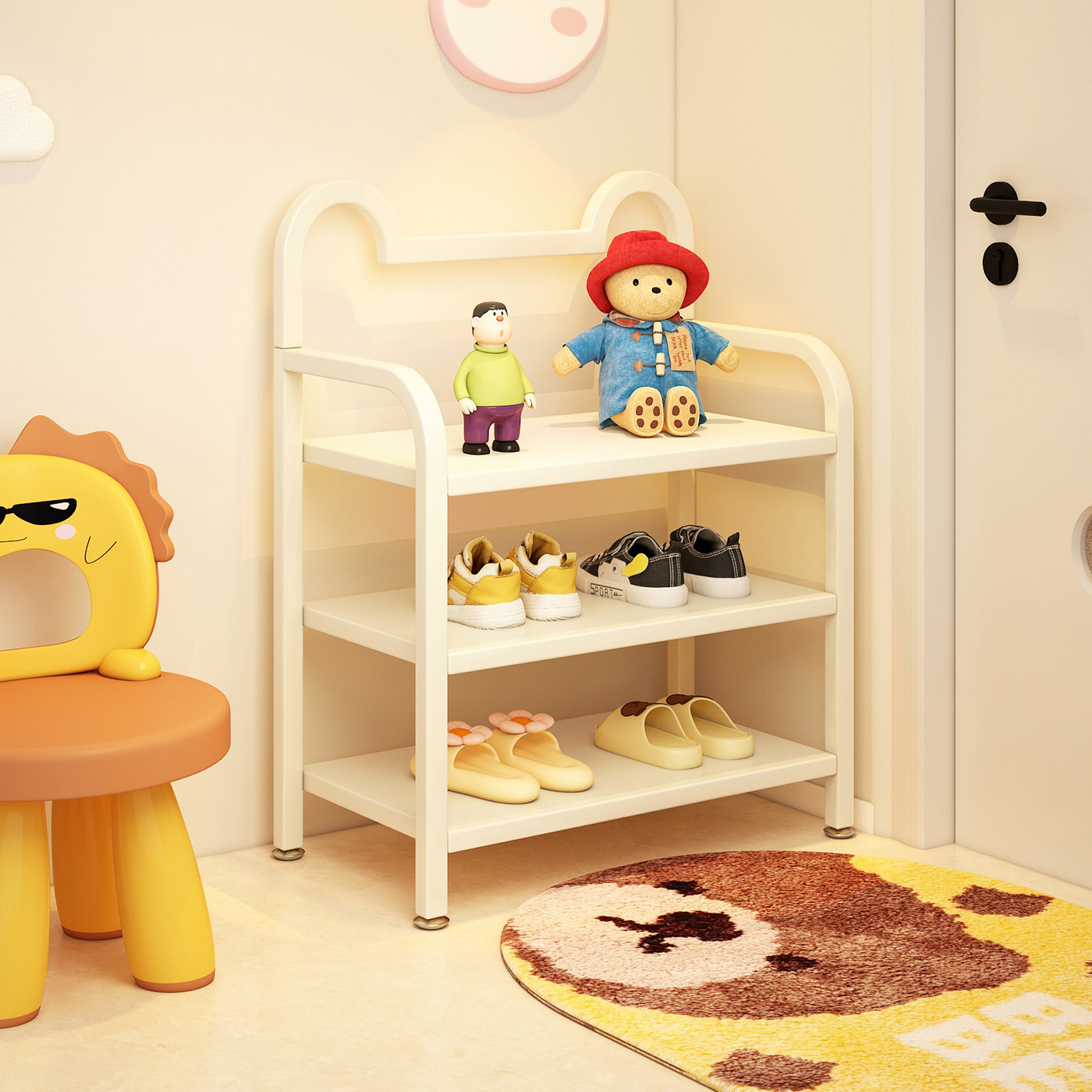 儿童鞋架家用入户门口小型宝宝鞋柜室内好看奶油风角落鞋子收纳架,住宅家具,鞋架,淘宝优惠券,粉丝福利购,淘宝优惠卷