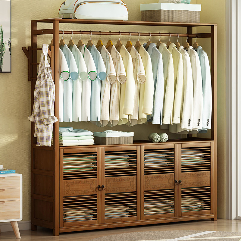 简易大衣柜宿舍大学生出租房用家用卧室木质实木小户型无门衣橱